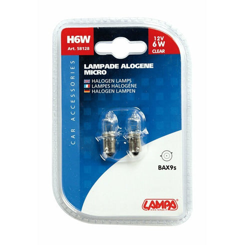 Bec halogen 12V - H6W - 6W soclu metal asimetric BAX9s 2buc Lampa